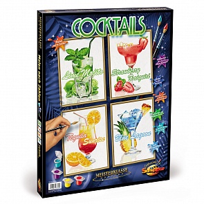 Набор из 4 картин для раскрашивания по номерам - Коктейли, 18 х 24 см. (Schipper, 9340735)